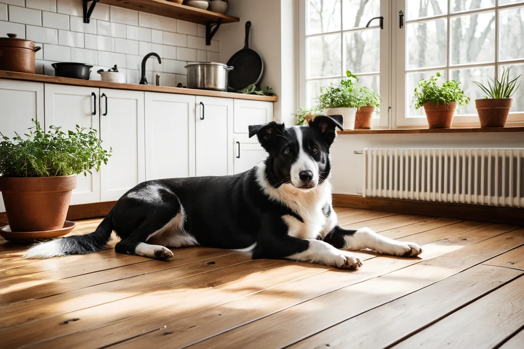 Chien dans un environnement domestique